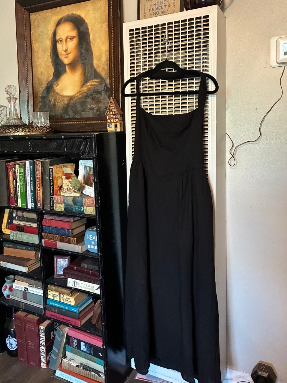 Women's Black Maxi Dress with Scoop Neck